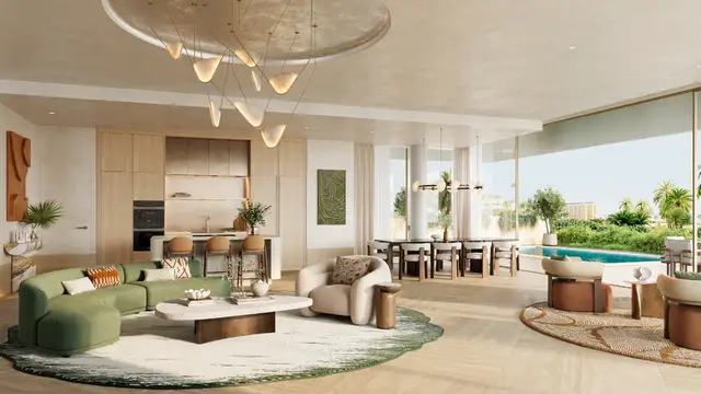 3-bedroom garden residence: living room and private pool