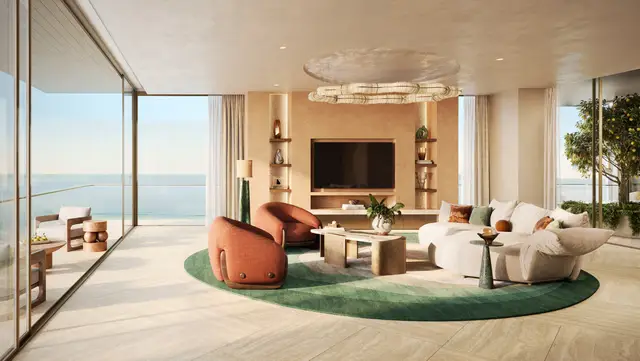 Solaya 4-bedroom classic residence: living room opening onto a sea-facing terrace